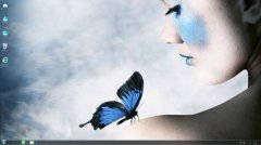 蝴蝶创意win7主题下载-美人、蝴蝶的蓝色幻想