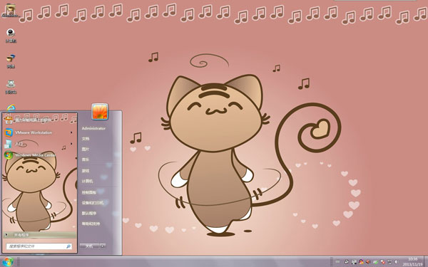 享受音乐的猫咪win7可爱主题