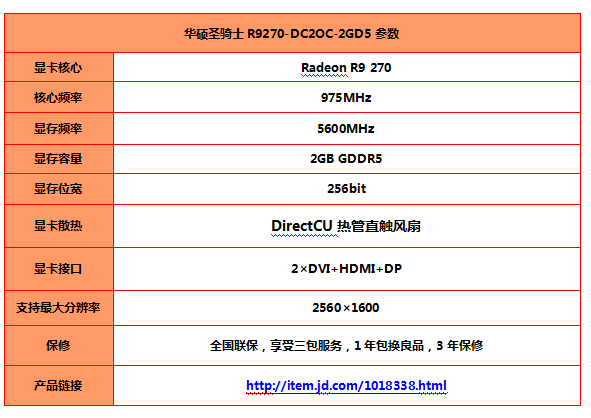 华硕圣骑士R9270显卡售价1199元 