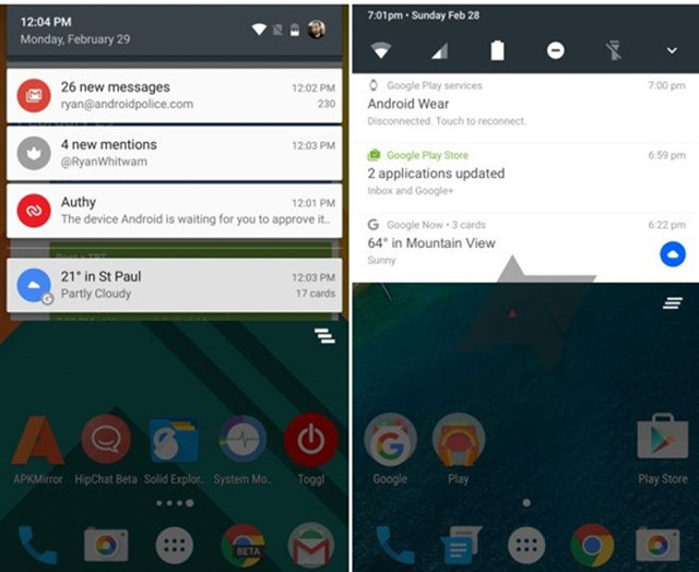 Android 7.0曝官方截图：通知栏变样 